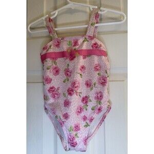 Penelope Mack Girls 2T One Piece Swimsuit Pink Floral Bow – EUC